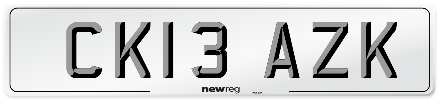 CK13 AZK Number Plate from New Reg